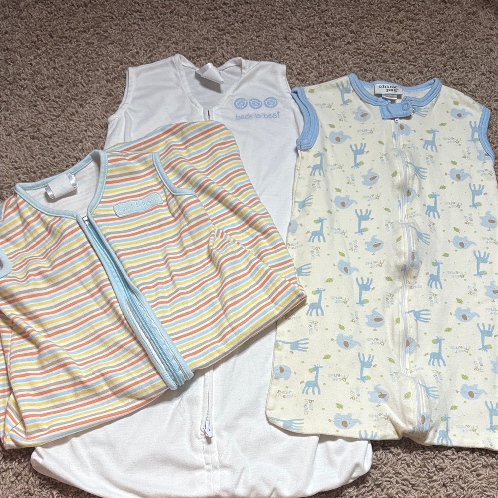 Baby sleep sack set- size small (0-6 months) - Blue and White